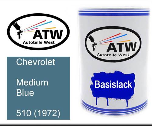 Chevrolet, Medium Blue, 510 (1972): 500ml Lackdose, von ATW Autoteile West.